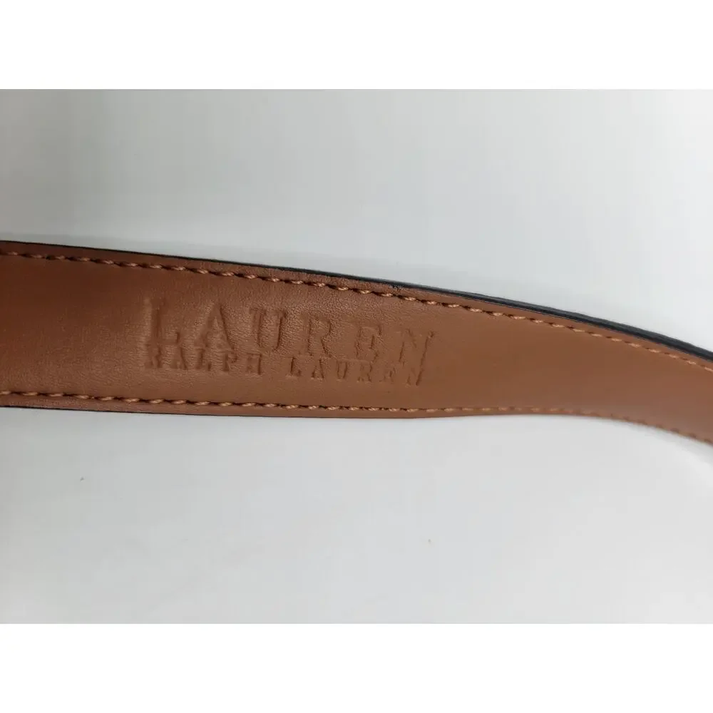 Ralph Lauren Pebbled Leather Black L Leather Brass Waist 38